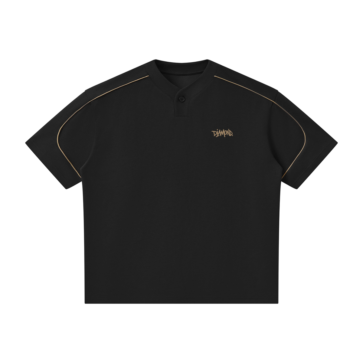 Unisex Oversized Piping Henley T-Shirt