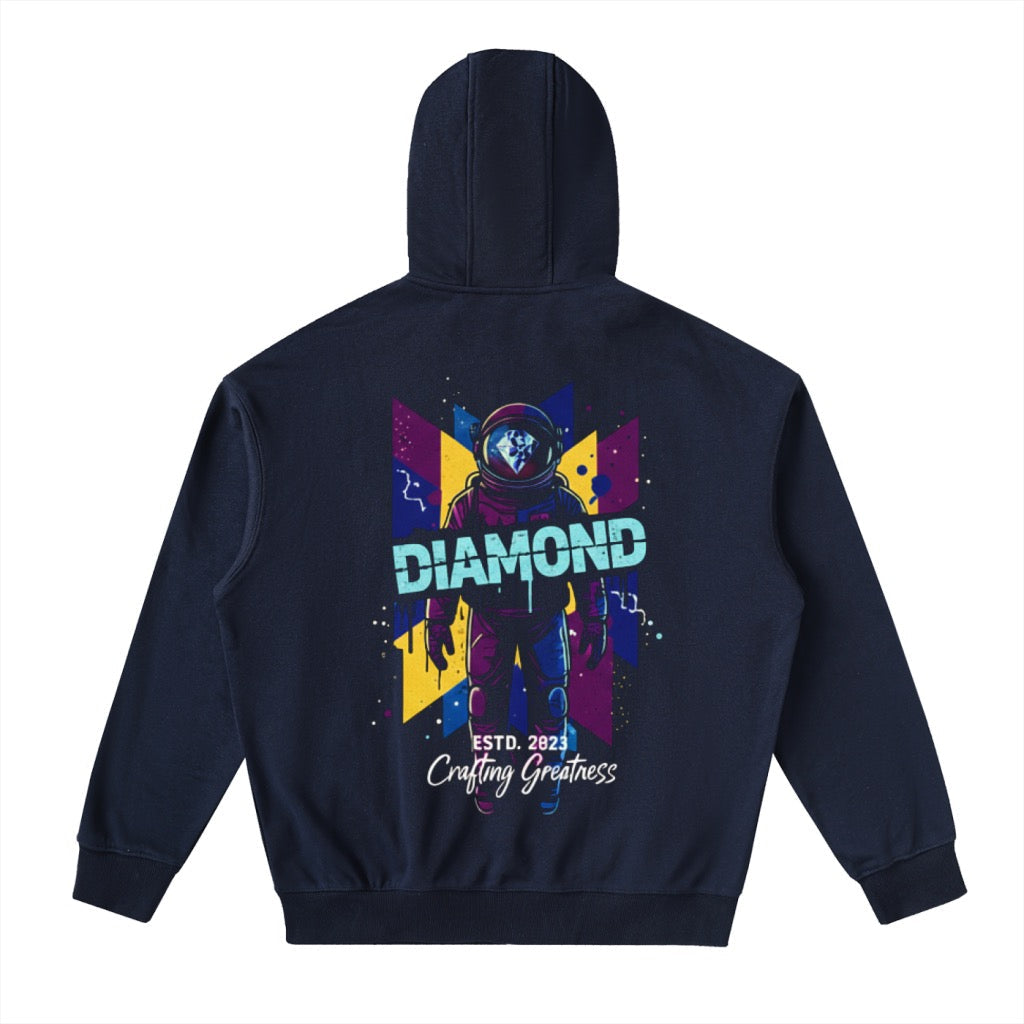 Graphic Drop-Shoulder Zip Up Hoodie