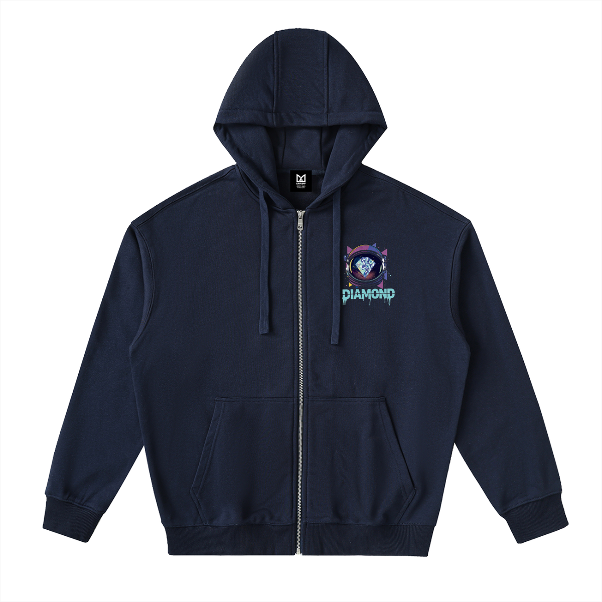 Graphic Drop-Shoulder Zip Up Hoodie