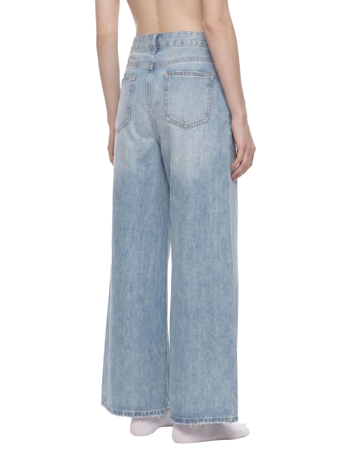 Women's Vintage Wash Distressed Wide Leg Jeans