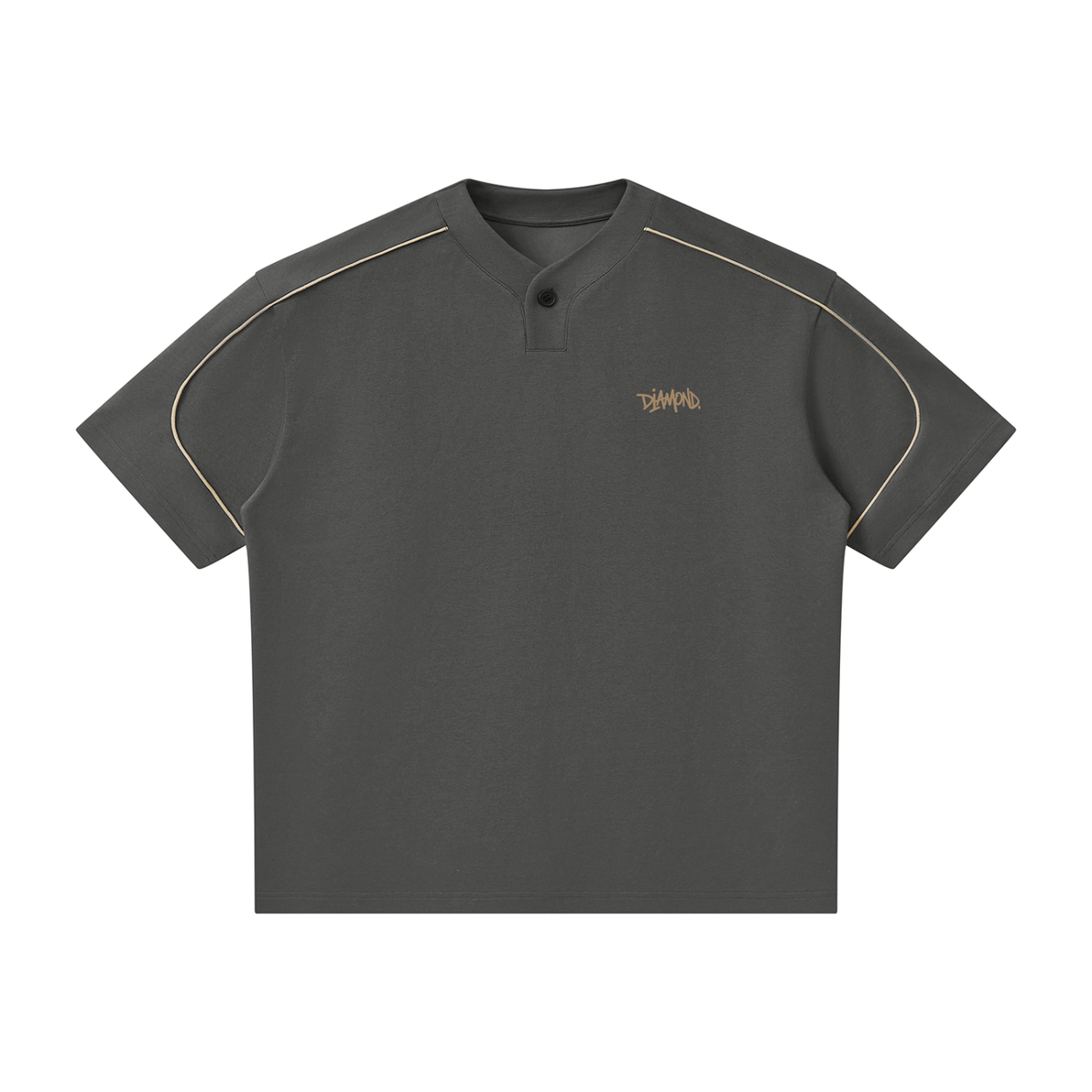 Unisex Oversized Piping Henley T-Shirt