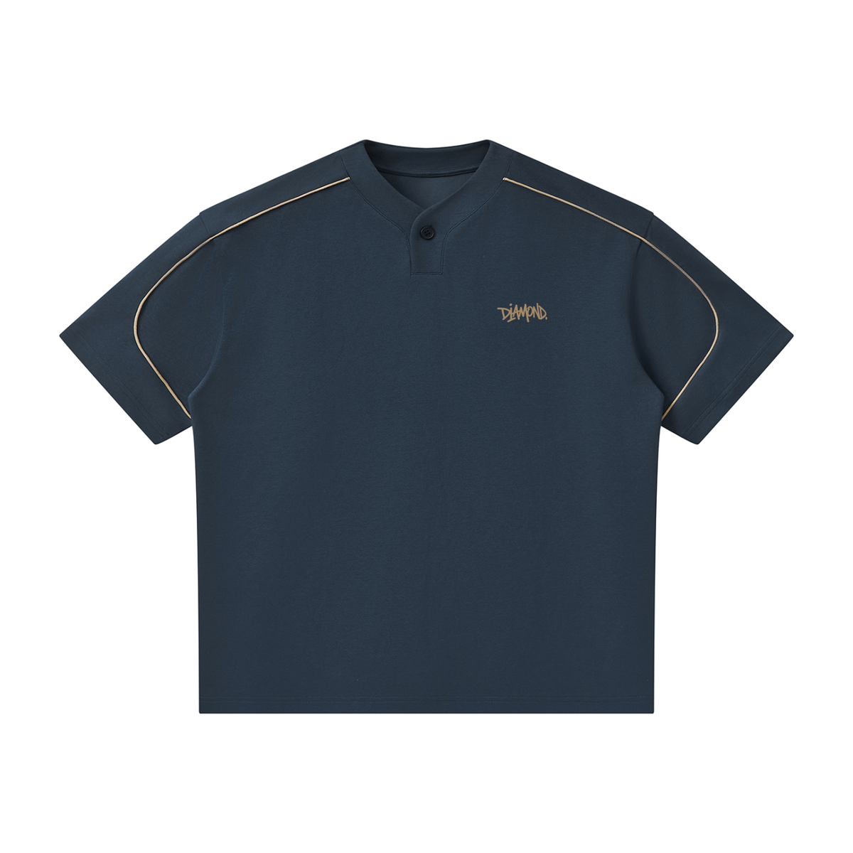 Unisex Oversized Piping Henley T-Shirt