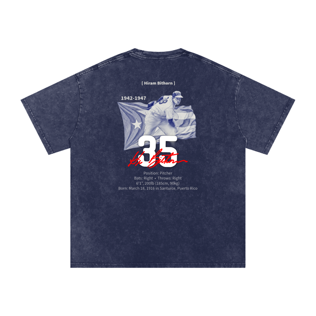 Hiram Bithorn Washed Oversized T-Shirt, Navy 100%Cotton