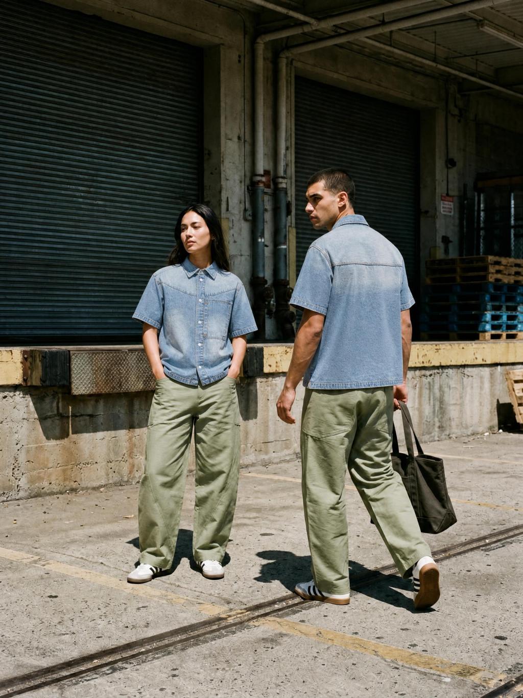 Unisex Vintage Wash Boxy Short Denim Shirt