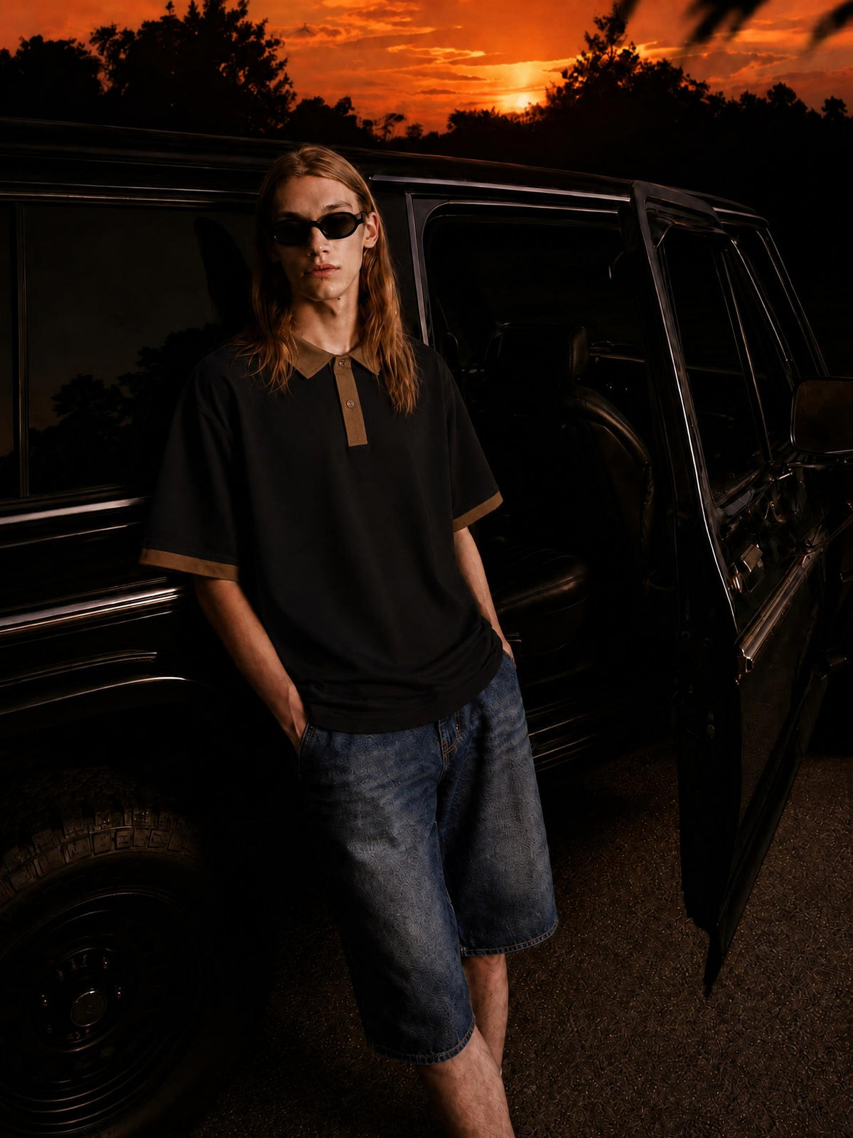 Unisex Color Block Polo Shirt