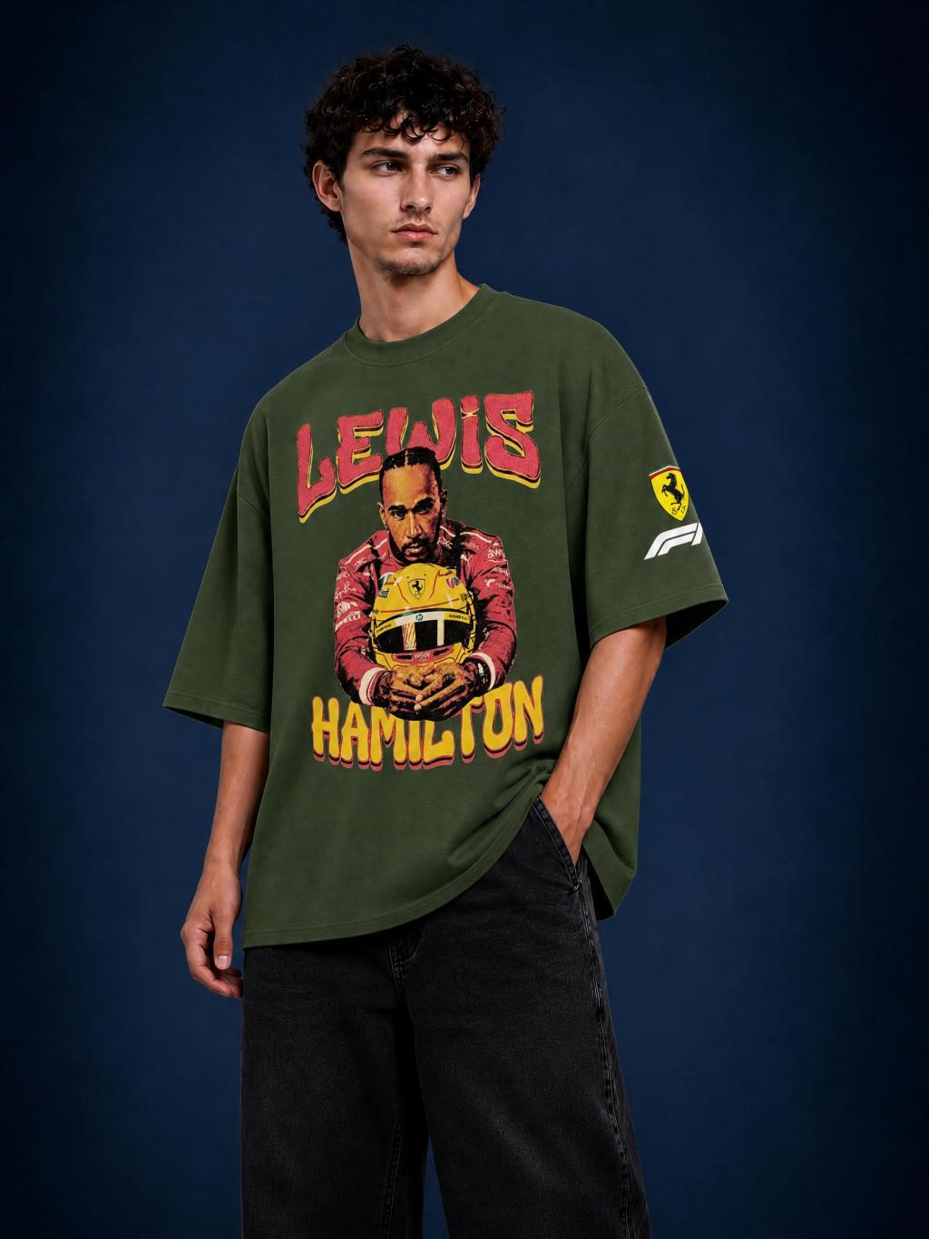 L. Hamilton Streetwear Loose Drop Shoulder T-Shirt