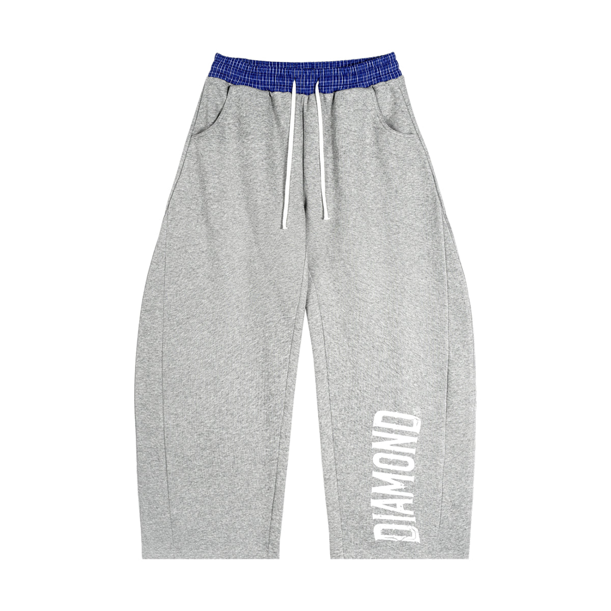 Diamond Plaid Waistband Barrel Sweatpants
