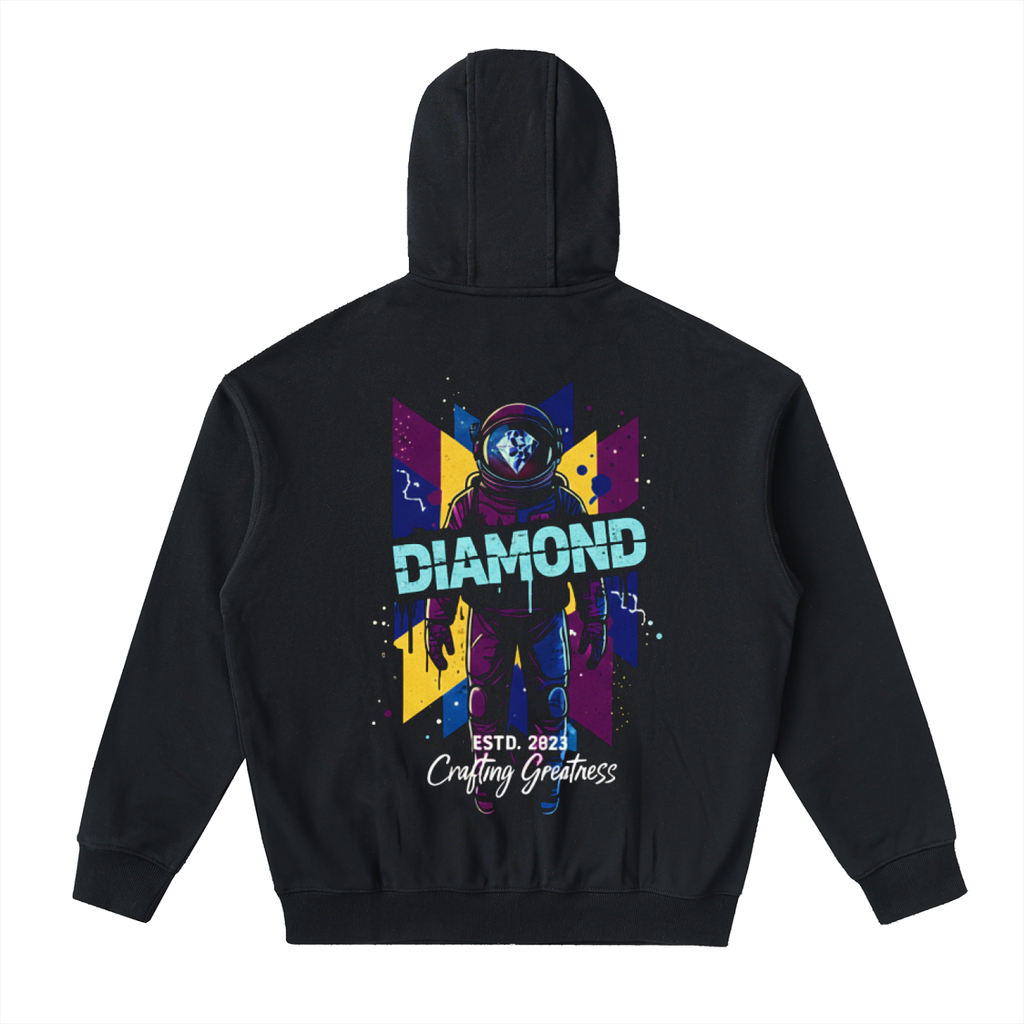 Graphic Drop-Shoulder Zip Up Hoodie