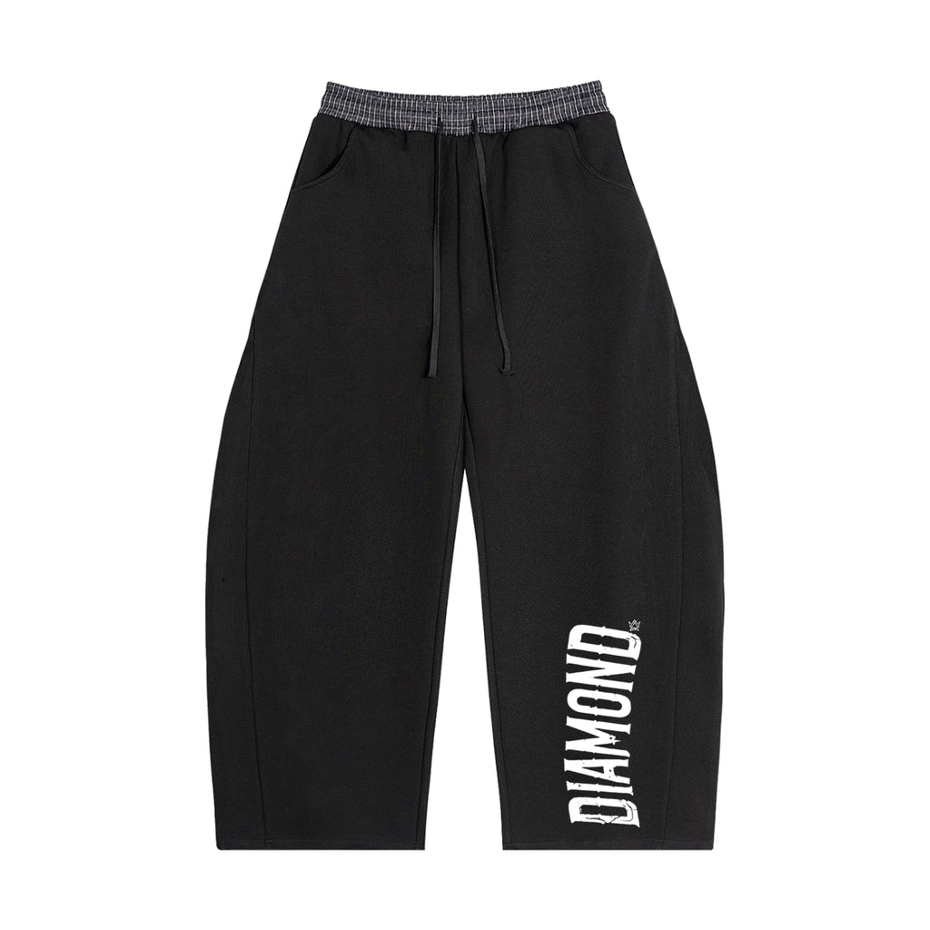 Diamond Plaid Waistband Barrel Sweatpants