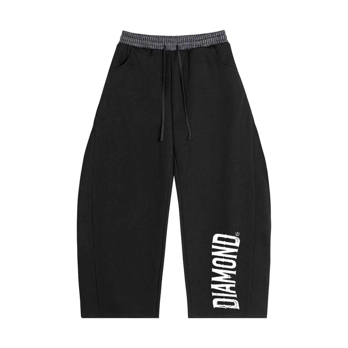 Diamond Plaid Waistband Barrel Sweatpants