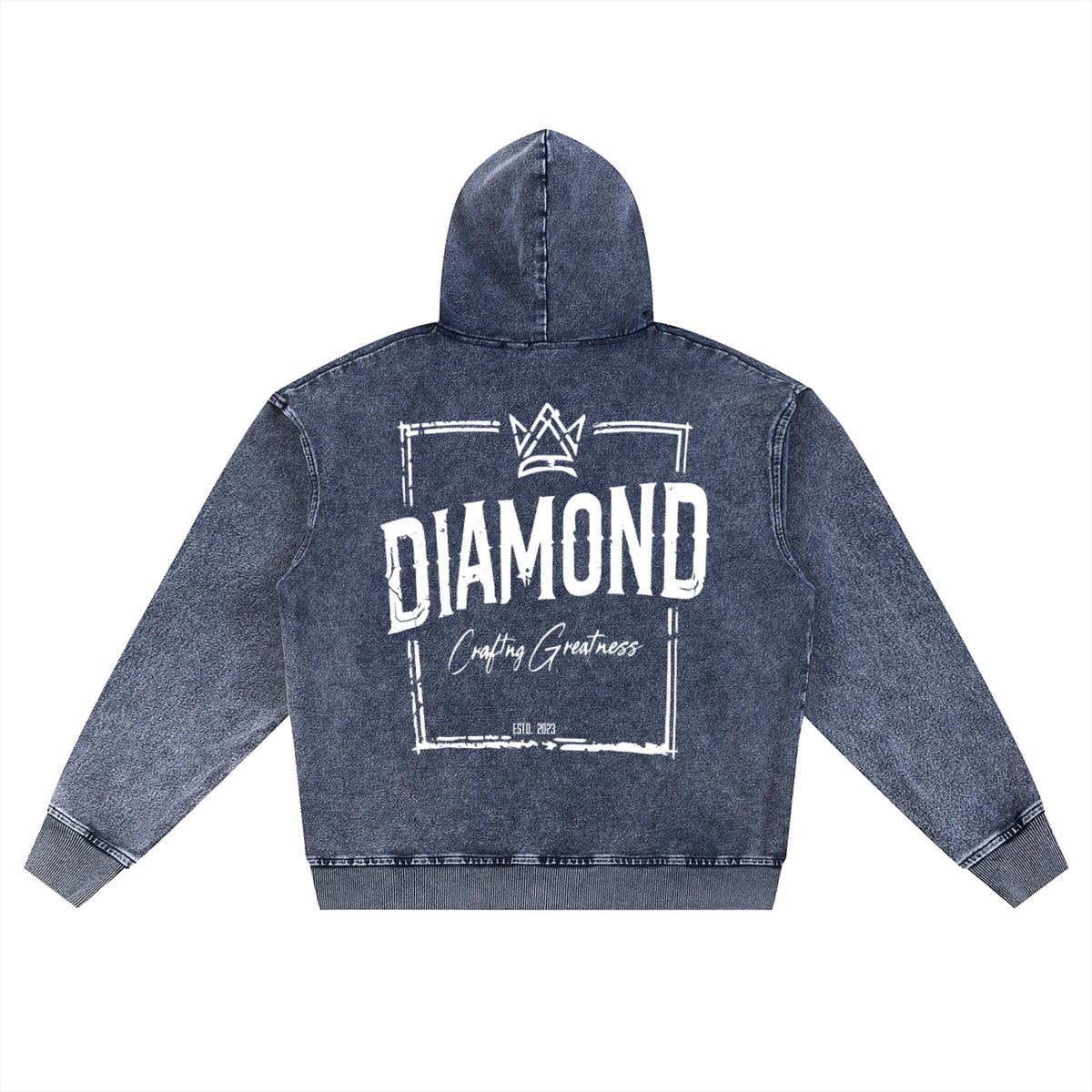 Snow Wash Oversized Zip-Up Hoodie "Crafting Greatness"