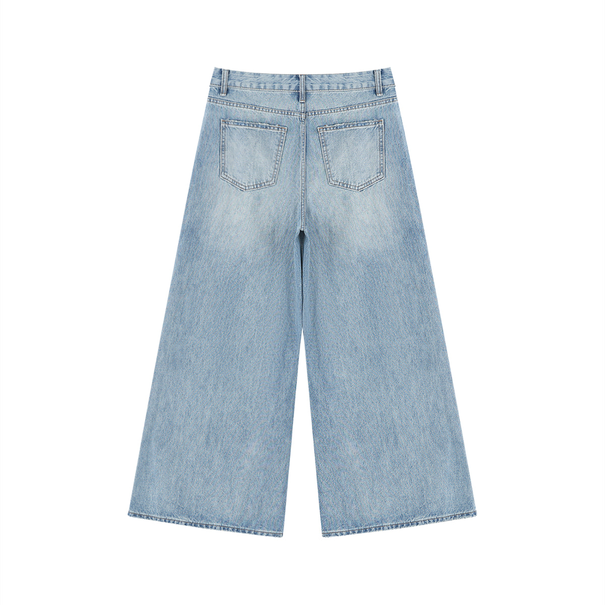 Women's Vintage Wash Distressed Wide Leg Jeans