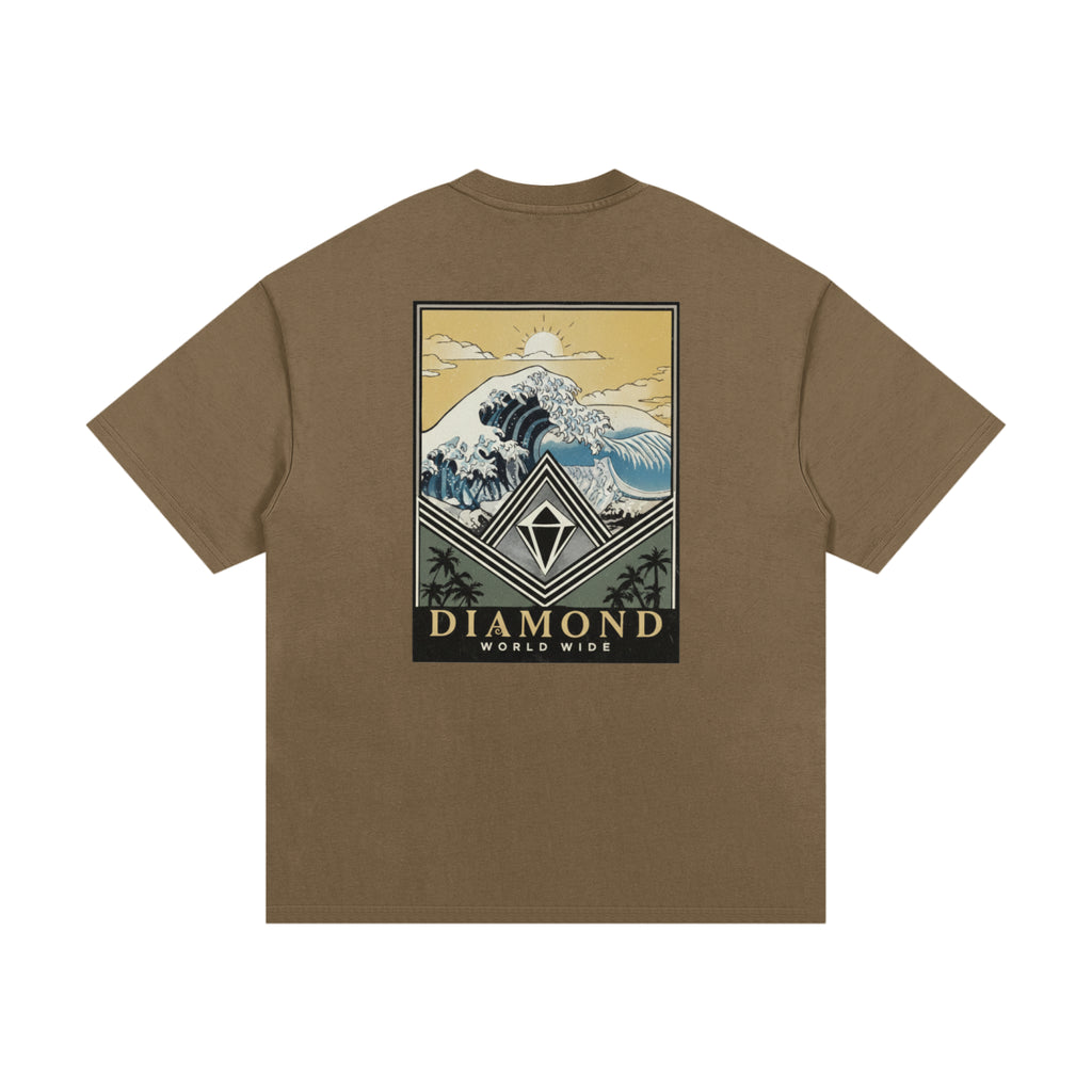 "World Wide Wave" Oversized Heavyweight Loose Cotton T-Shirt