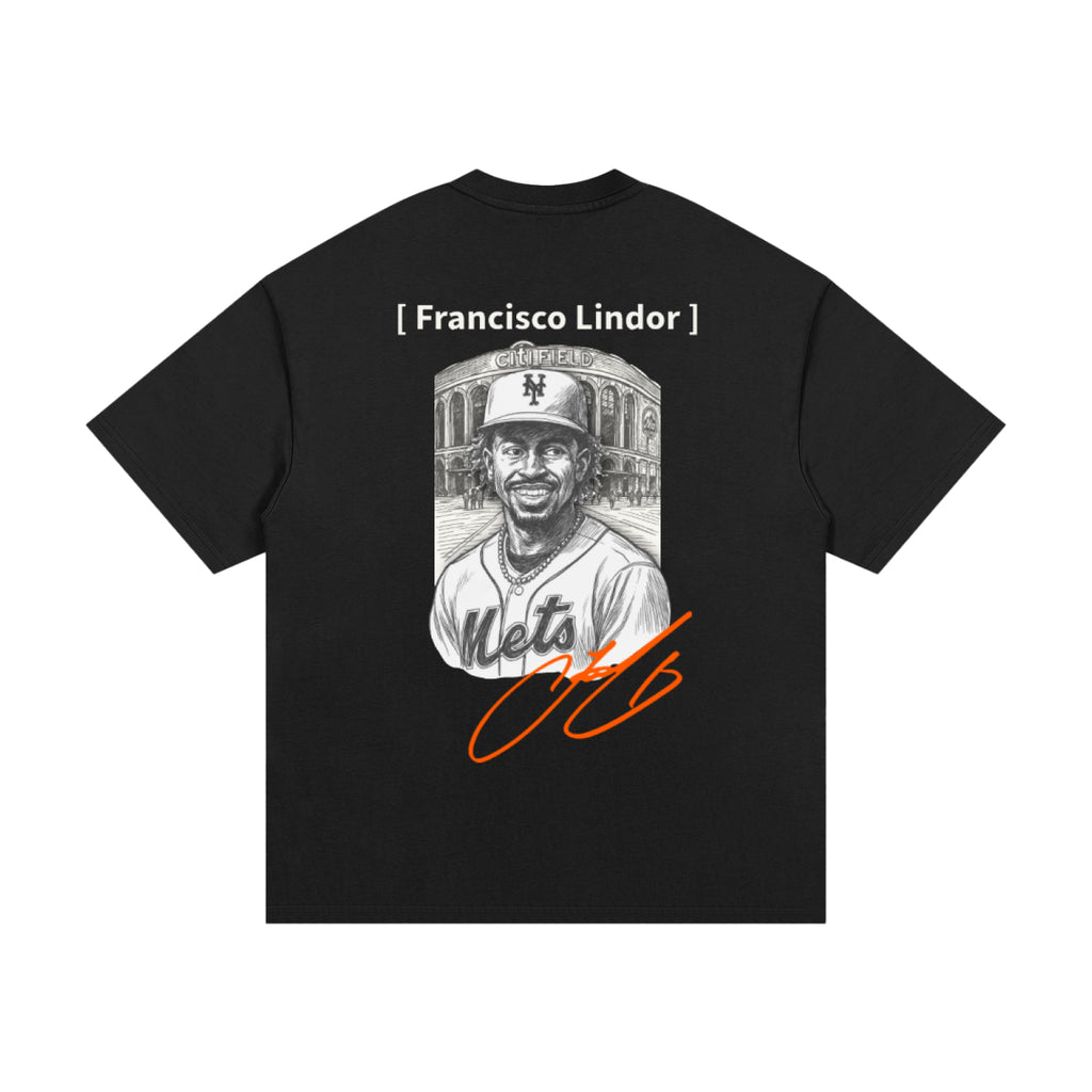 Francisco Lindor Full Sketch 330g Heavyweight Cotton T-Shirt