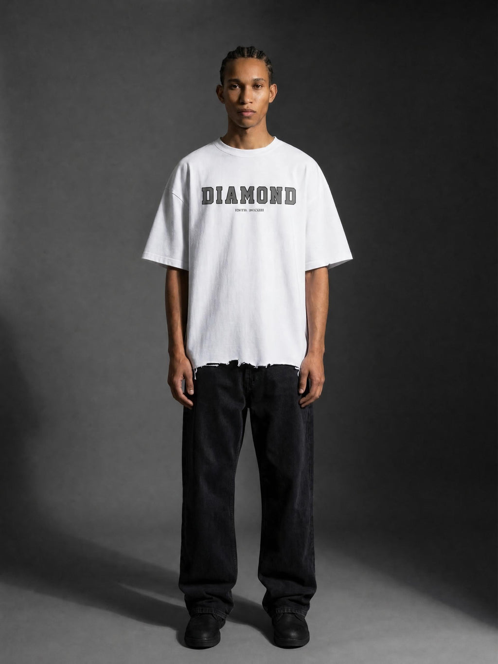 Diamond Snow Wash Raw-Hem Boxy T-shirt