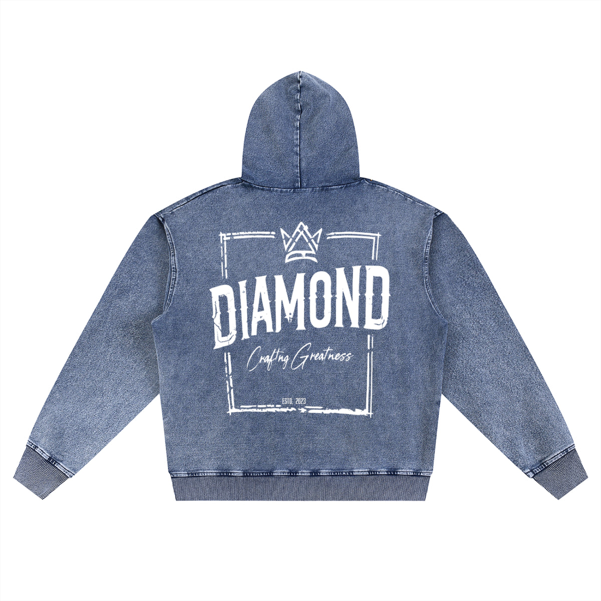 Snow Wash Oversized Zip-Up Hoodie "Crafting Greatness"